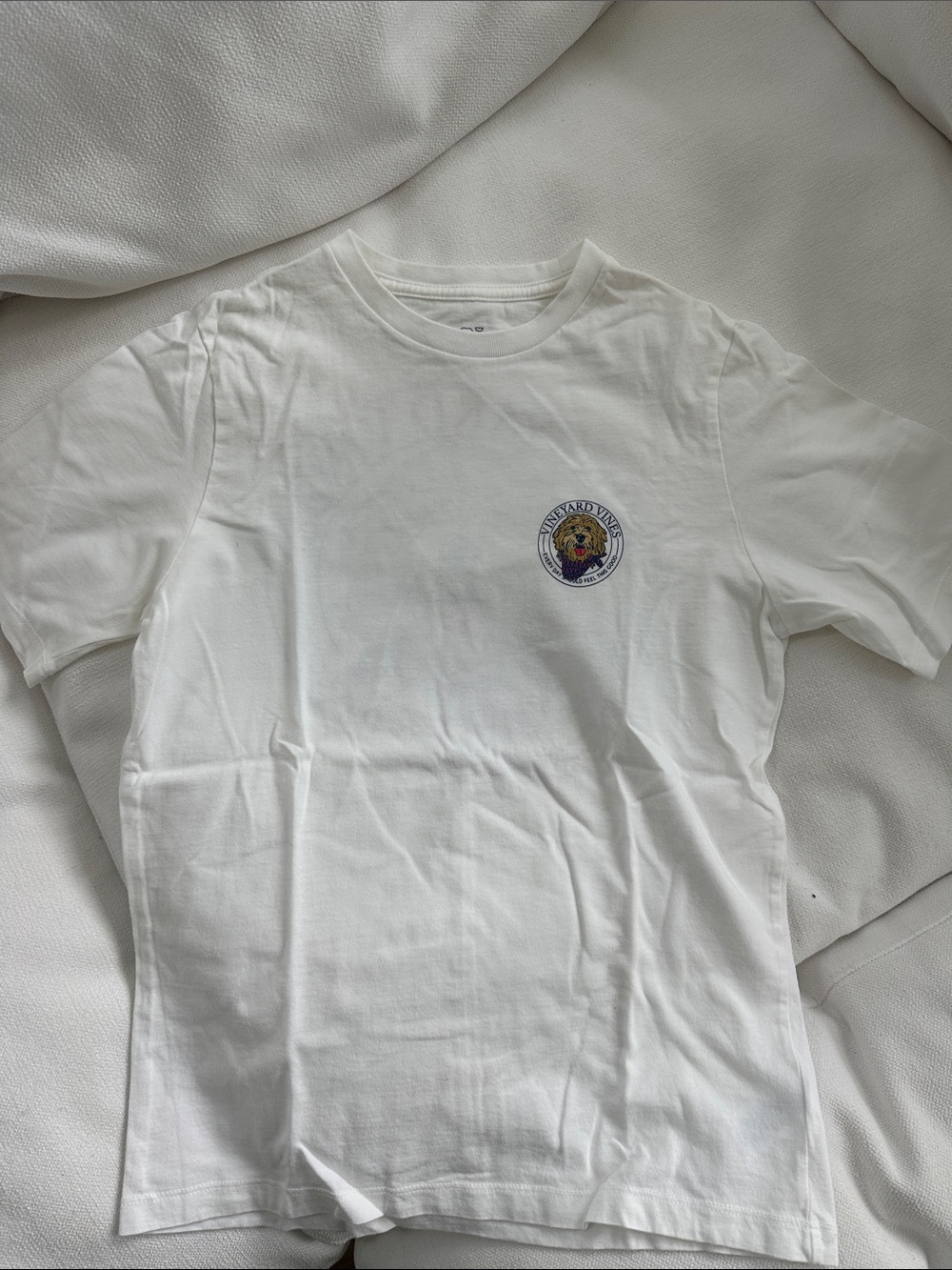 Vineyard Vines Kids White Short Sleeve Tee with Crest Logo
